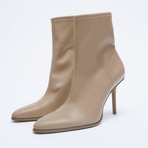 Zara mink grey sock style heeled booties NWT size 9